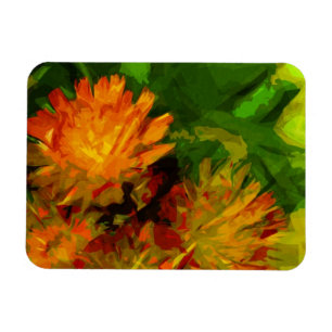 Orange Hawkweed Blossoms Abstract Impressionism Magnet