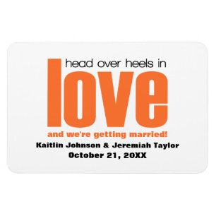 Orange Head Over Heels Save the Date Magnet