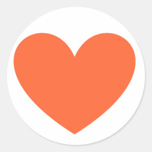 Orange Heart Classic Round Sticker