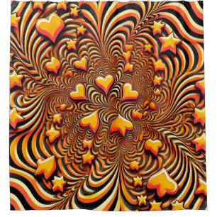 Orange Heart Design Shower Curtain