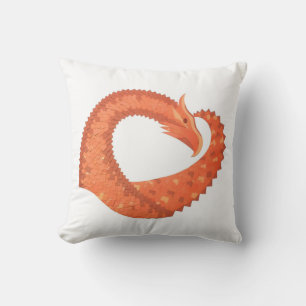 Orange heart dragon on white cushion