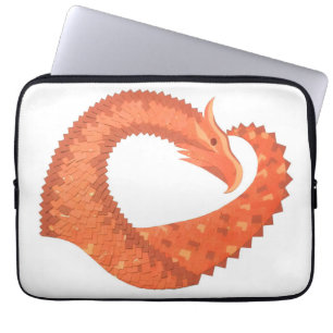 Orange heart dragon on white laptop sleeve