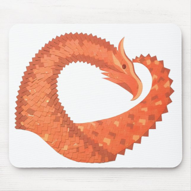 Orange heart dragon on white mouse pad (Front)