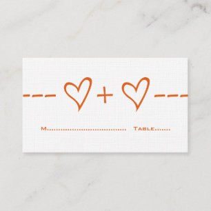 Orange Heart Equation Place Card