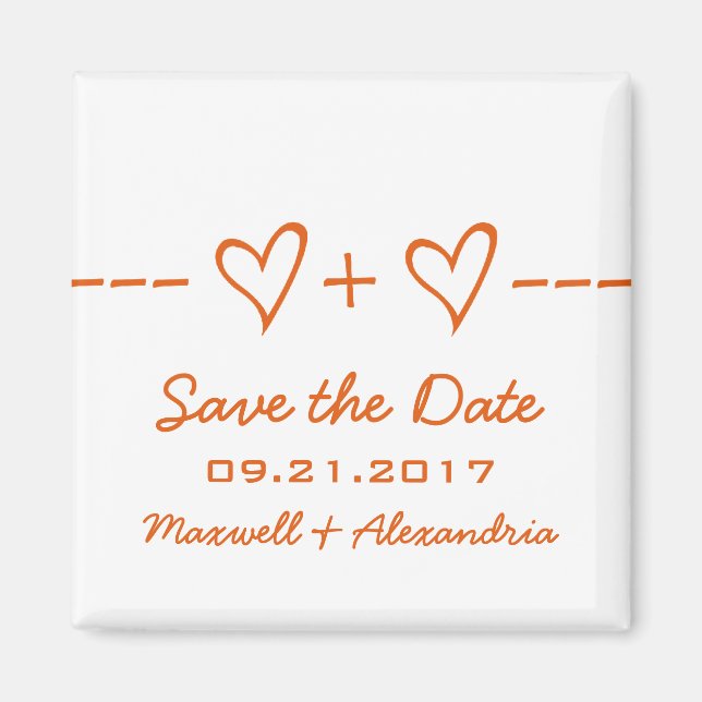 Orange Heart Equation Save the Date Magnet (Front)