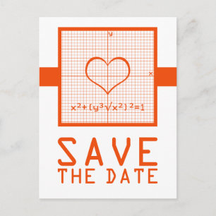 Orange Heart Math Graph Save the Date Postcard