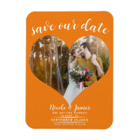Orange Heart Photo Wedding Save the Date