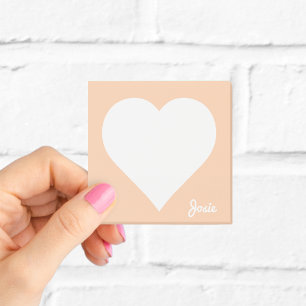 Orange Heart Sticky Notes with Name