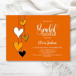Orange Heart Theme Bridal Shower Invitation