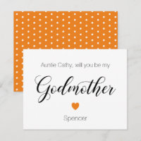 Orange Heart Will You Be My Godmother Proposal