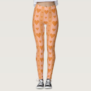 Orange Hearts Pink Stripes Leggings