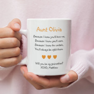 Orange Hearts Will You Be My Godmother Poem Photo Coffee Mug