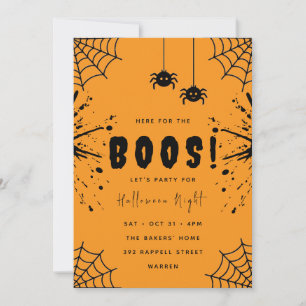 orange Here for the Boos Halloween Party Invitation