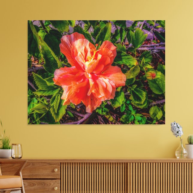 Orange Hibiscus Beauty Canvas Print (Insitu(LivingRoom))