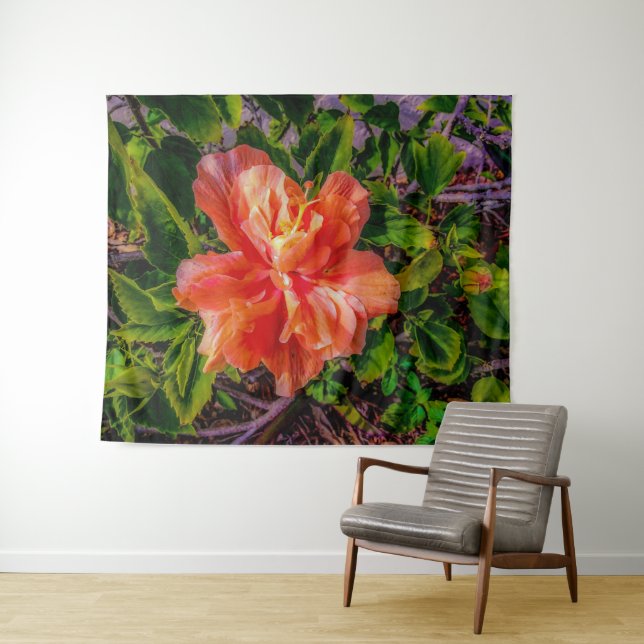 Orange Hibiscus Beauty Tapestry (In Situ (Horizontal))