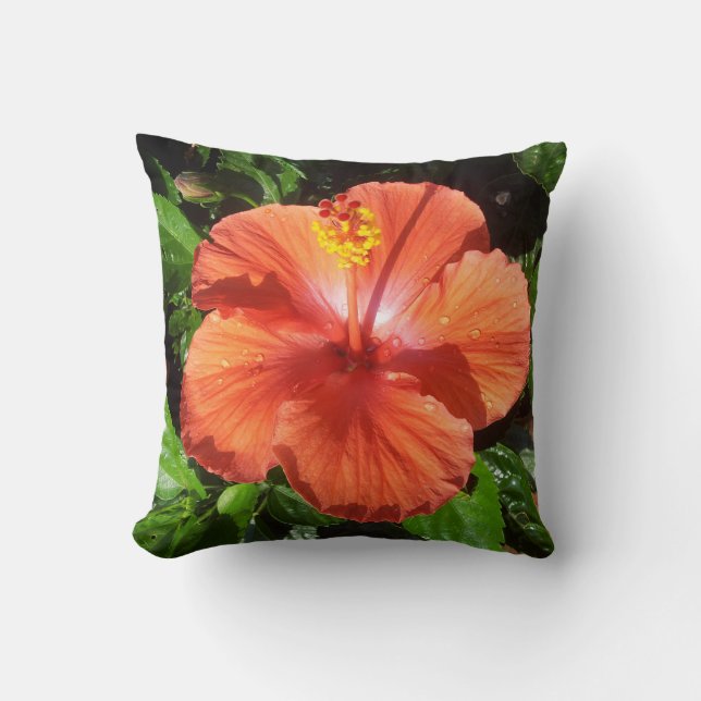 Orange Hibiscus Cushion (Front)