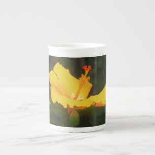 Orange Hibiscus Flower Bone China Mug