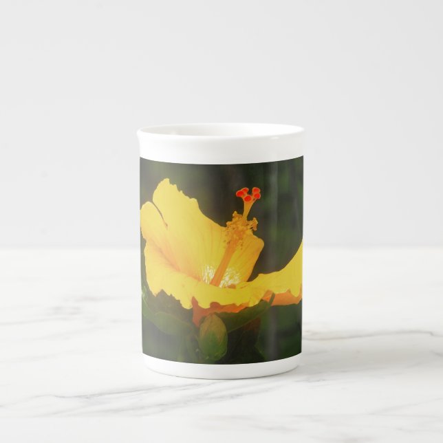 Orange Hibiscus Flower Bone China Mug (Front)