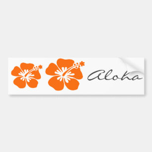 Orange hibiscus flower bumper sticker