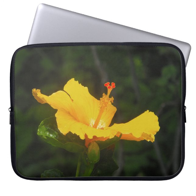 Orange Hibiscus Flower Laptop Sleeve (Front)