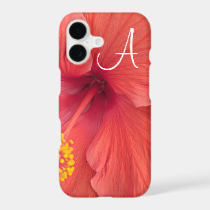 Orange Hibiscus Flower Photo with White Initial