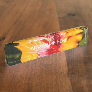 Orange Hibiscus Flower Side View Nameplate