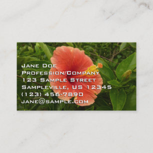 Orange Hibiscus Flower Tropical Floral Business Card