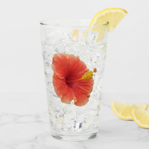 Orange Hibiscus Flower Tropical Floral Glass
