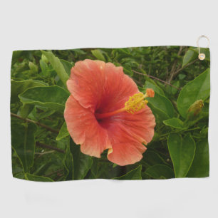 Orange Hibiscus Flower Tropical Floral Golf Towel