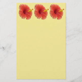 Orange Hibiscus Flower Tropical Floral Stationery