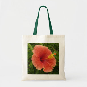 Orange Hibiscus Flower Tropical Floral Tote Bag
