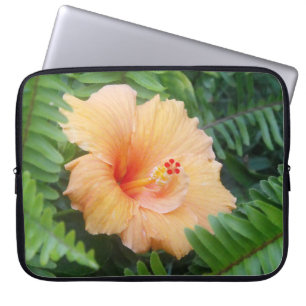 Orange Hibiscus Flower with Ferns Laptop Sleeve