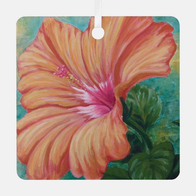Orange Hibiscus Ornament (Front)