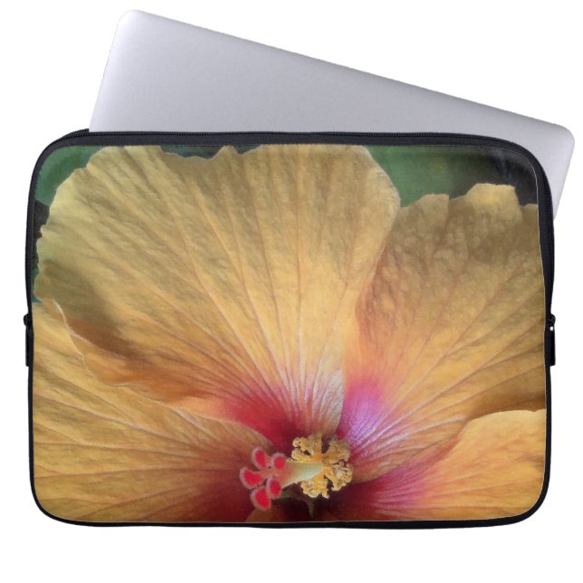 Orange Hibiscus Ruffle Laptop Sleeve (Front)