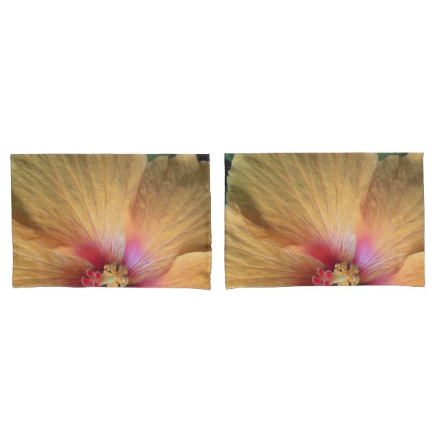 Orange Hibiscus Ruffle Pillowcase (Front-Set)