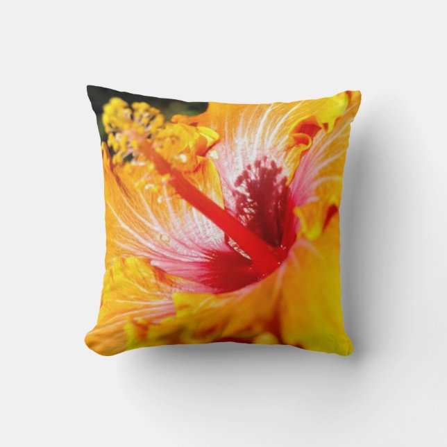 Orange Hibiscus Side View Cushion (Front)