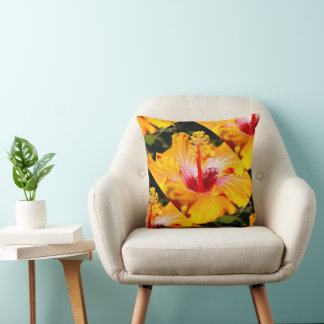 Orange Hibiscus Side View Cushion