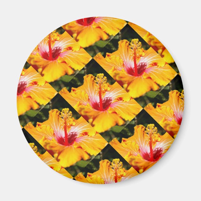 Orange Hibiscus Side View Magnet (Front)