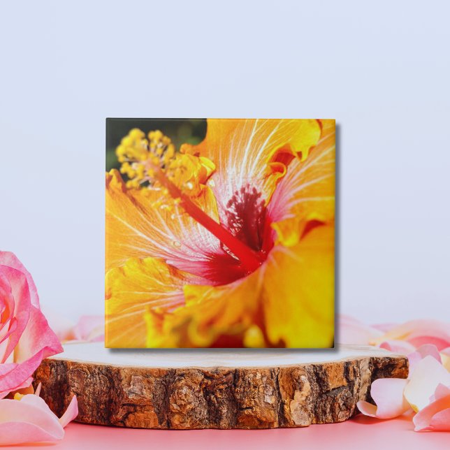 Orange Hibiscus Side View Tile (Orange Hibiscus Side View Tile)
