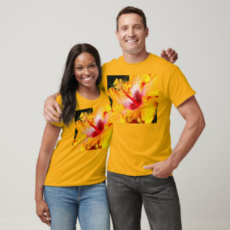 Orange Hibiscus Side View Unisex T-Shirt