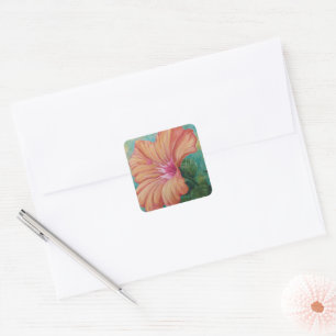 Orange Hibiscus Stickers