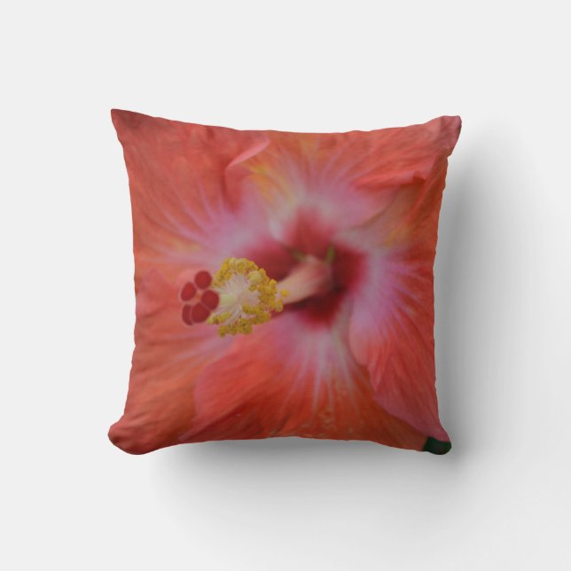 Orange Hibiscus Throw PIllow (Front)