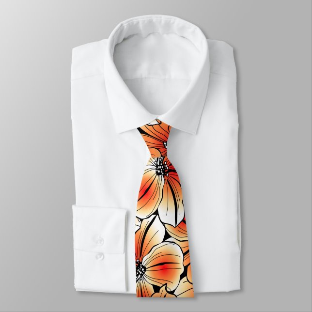 Orange hibiscus tie (Tied)