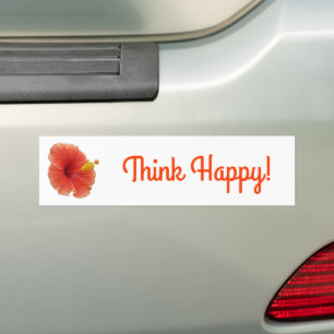 Orange Hibiscus Tropical Flower Bumper Sticker