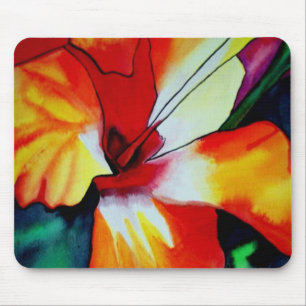 Orange Hibiscus tropical flower watercolor art Mouse Pad