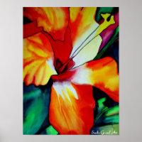 Orange Hibiscus Tropical flower watercolor art