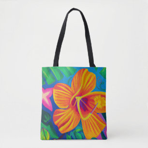 Orange hibiscus Tropical tote bag