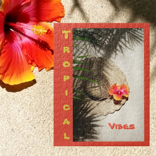 Orange Hibiscus Tropical Vibes Jigsaw Puzzle (Creator Uploaded)