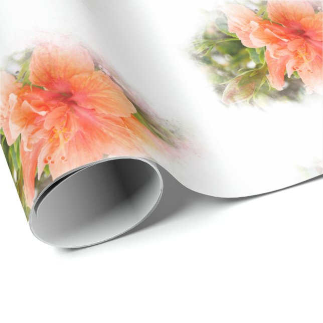 Orange Hibiscus  Wrapping Paper (Roll Corner)