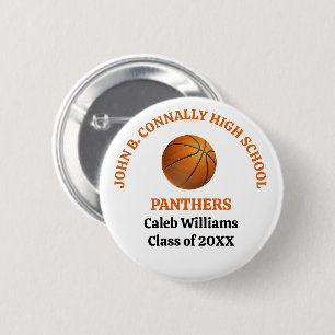 Orange High School Basketball Player Personalised 6 Cm Round Badge